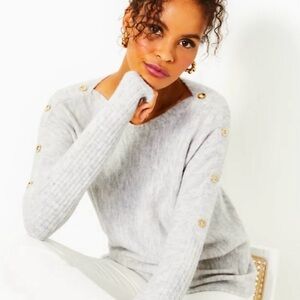 Lily Pulitzer boat neck tunic sweater buttonndeconon sleeves